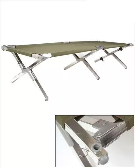 Field Bed with Aluminum Frame US Gen II, 210 x 68 cm, max. 180 kg, Olive Green - Camping Beds - 14401100 - 1