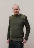 British Wool Sweater, Olive Green, Surplus - Wool Sweaters - 605295-100 - 3