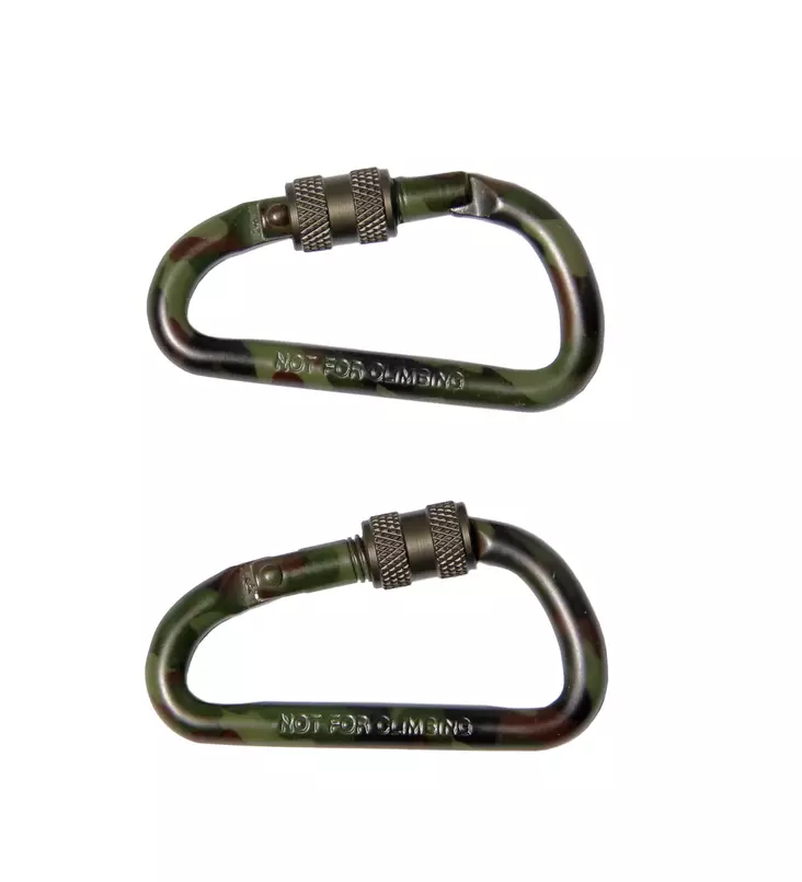 Aluminum Carabiner 60 mm, 2 pcs/pack, Woodland, Mil-Tec - Climbing and Carabiners - 15922060 - 1