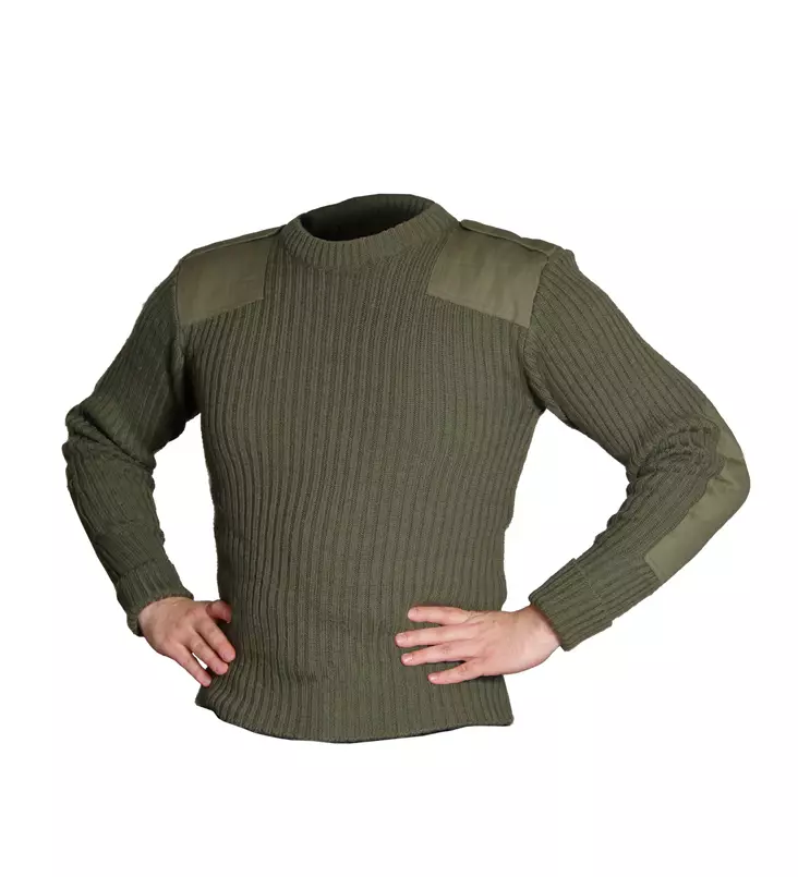 British Wool Sweater, Olive Green, Surplus - Wool Sweaters - 605295-100 - 1