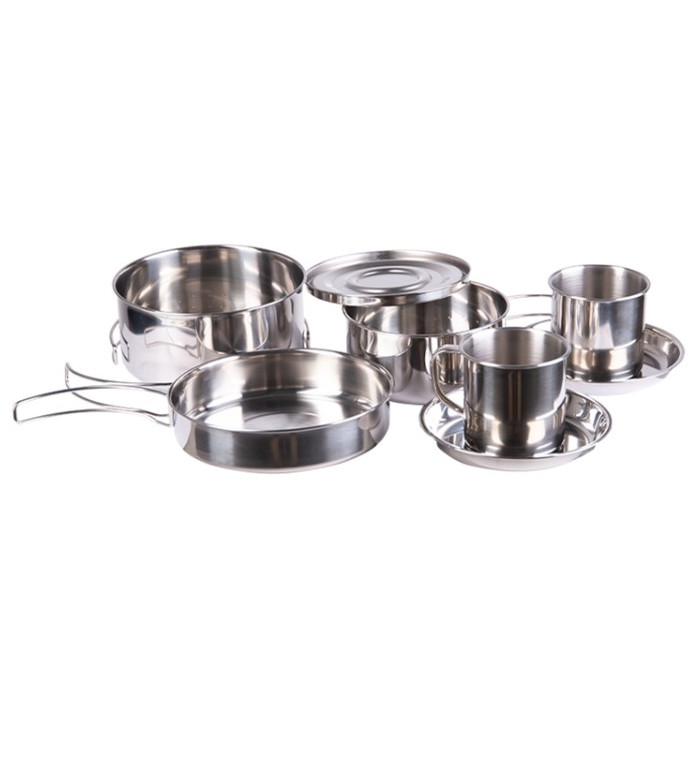 8-Piece Camping Cookware Set, Stainless Steel, Mil-Tec - Camping Cookware - 14648300 - 1