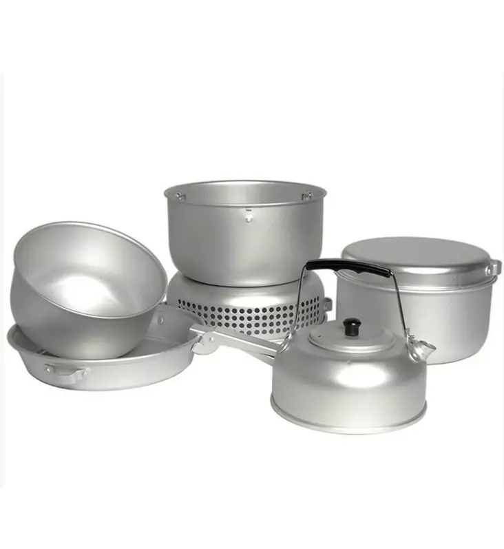 Camping Stove Set 9-Piece with Burner, Aluminum, Mil-Tec - Camping Cookware - 14700500 - 1