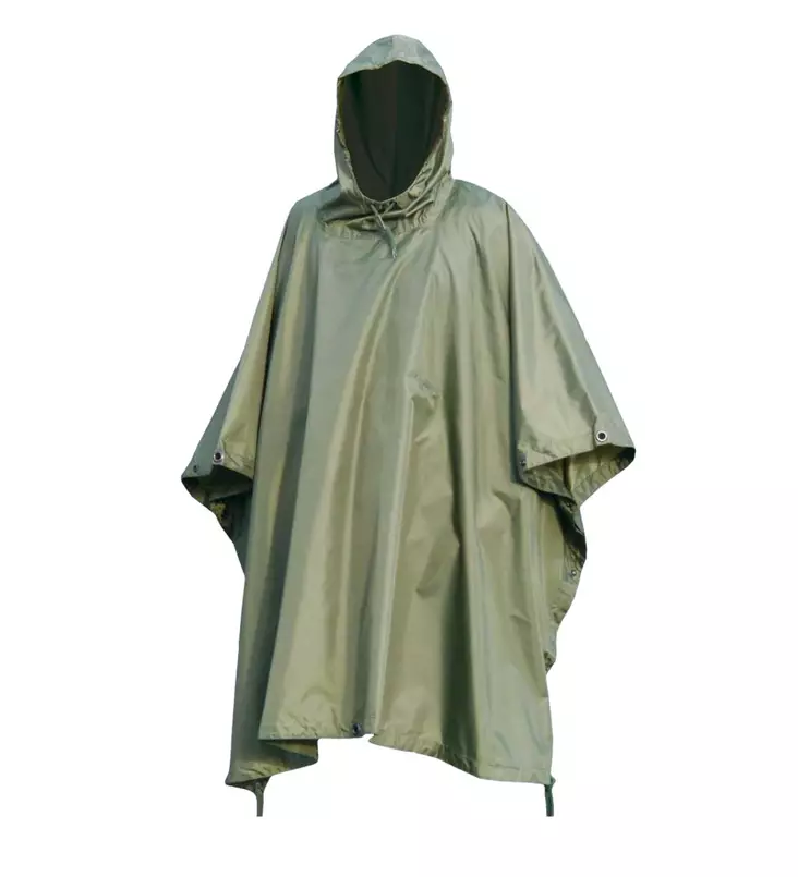 US Poncho Raincoat with Ripstop Fabric, Olive Green, Mil-Tec - Rain Ponchos - 10630001 - 1