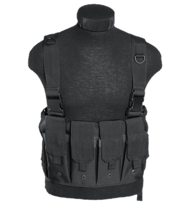 Mil-Tec Mag Carrier Chest Rig, Black - Tactical Vests - 13532002 - 1