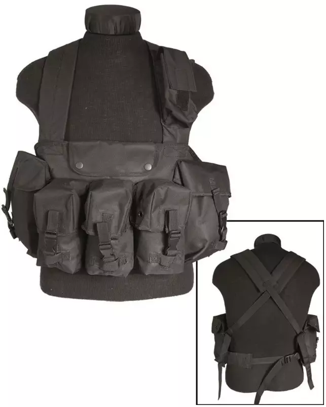 Chest Rig with 6 Pockets, Black, Mil-Tec - Tactical Vests - 13530002 - 1