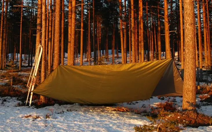 Bushmen Thermo-Tarp Shelter Fabric 4 x 3 m, Olive Green / Silver - Tarp and Tent Fabrics - BUULTARP4X3 - 1