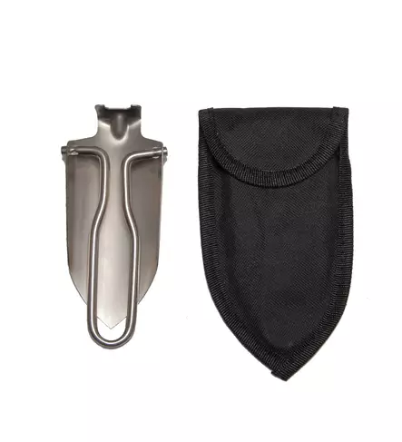 Collapsible Mini Shovel with Storage Pouch, Steel, MFH - Shovels - 27035 - 2