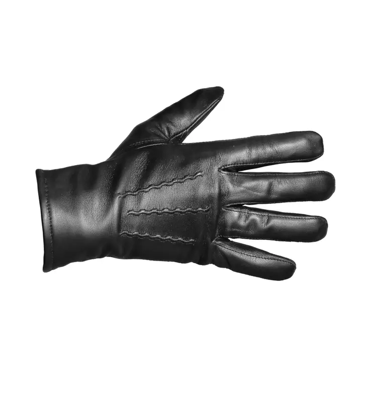 Leather Gloves with Sheep Fleece Lining, Black - Leather Gloves - 1011M-8-5 - 1