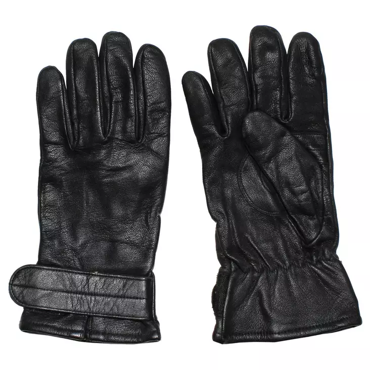 Austrian Leather Gloves with Lining, Black, Surplus - Gloves - 615165-7 - 1