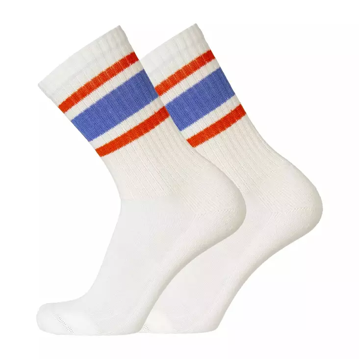 Merino Sport Tennis Socks, White-Blue-Orange - Socks - 9526-210-35-38 - 1