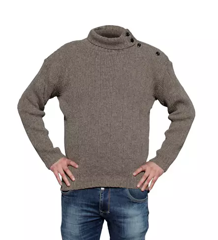 Finnish Islander Wool Sweater with Buttons, Light Brown - Wool Sweaters - 0813-ruskea-L - 14