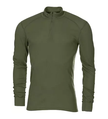 Dutch Odlo Long Sleeve Shirt with Collar Zipper, Olive Green, Military Surplus - Long Sleeve Shirts - 611257B-S - 1