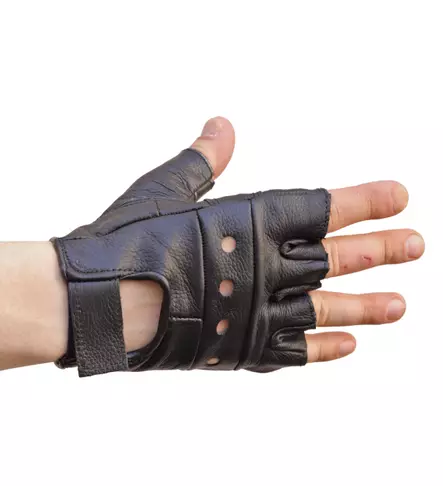 Leather Fingerless Gloves, Black, Mil-Tec - Leather Gloves - 12517002-XS - 1