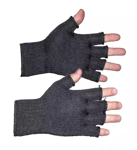 U.S.E. Finnish merino wool fingerless gloves, dark grey - Gloves - 996060-S - 1