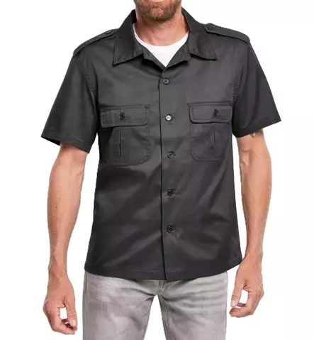 Brandit Short-Sleeve Tactical Shirt, Black - Field Shirts and Utility Shirts - 4101-2-S - 2