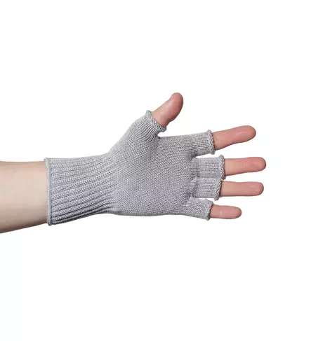 Finnish Merino Wool Fingerless Gloves, Light Grey - Gloves - 996090-S - 1