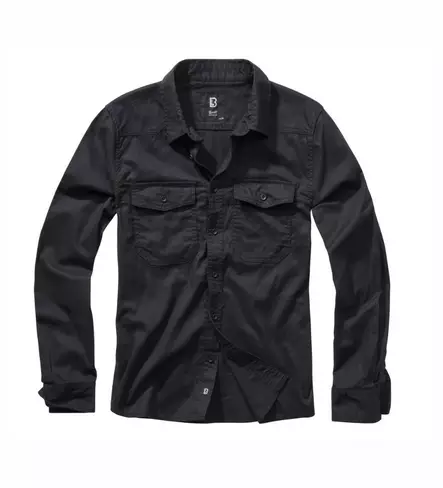 Brandit Button-Up Shirt, Black - Long Sleeve Shirts - 4030-2-S - 1