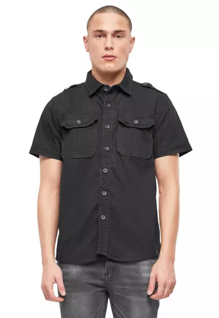 Brandit Short-Sleeve Button-Up Shirt, Black - Field Shirts and Utility Shirts - 4024-2-S - 2