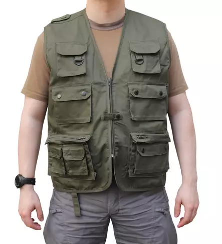 Outdoor Vest with Multiple Pockets, Olive Green, Mil-Tec - Vests - 10701001-S - 2