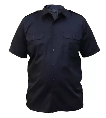 Short-Sleeved Dress Shirt with Epaulettes, Black, by Mil-Tec - Field Shirts and Utility Shirts - 10932002-S - 1