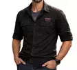 Brandit Short-Sleeve Button-Up Shirt, Black - Field Shirts and Utility Shirts - 4024-2-S - 4