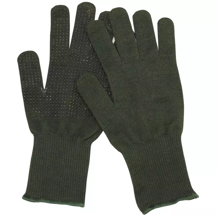 British Flame-Resistant (NOMEX III) Tactical Gloves with Grip Dots, Olive Green, Surplus - Gloves - 615504-7-S - 1
