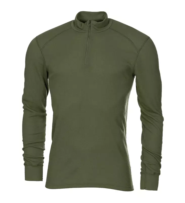 Dutch Odlo Long Sleeve Shirt with Collar Zipper, Olive Green, Military Surplus - Long Sleeve Shirts - 611257B-S - 1