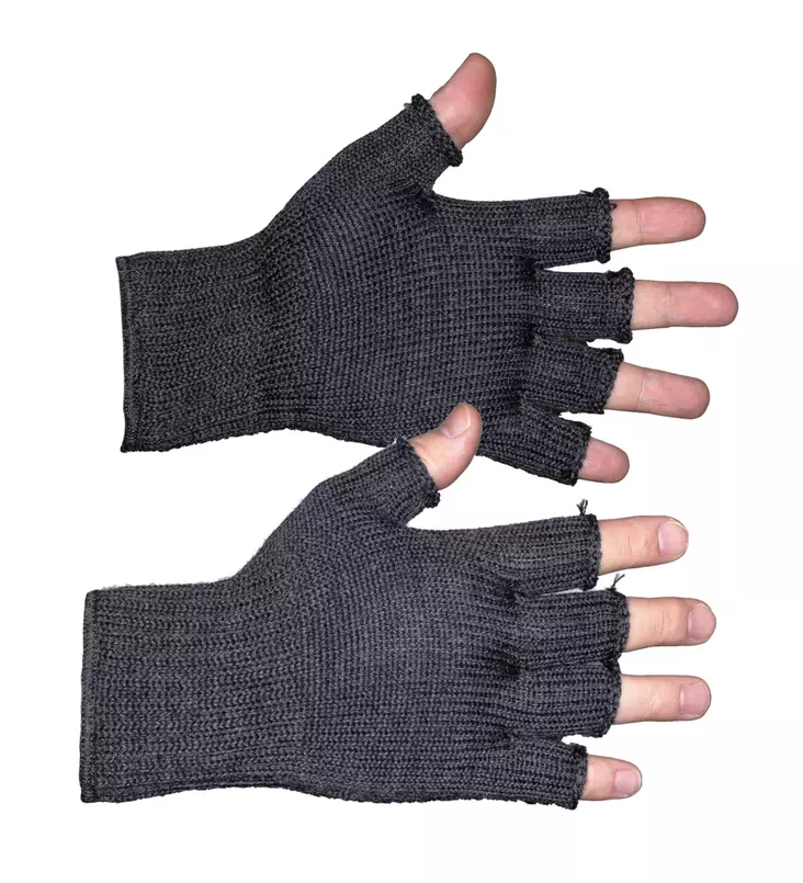 U.S.E. Finnish merino wool fingerless gloves, dark grey - Gloves - 996060-S - 1