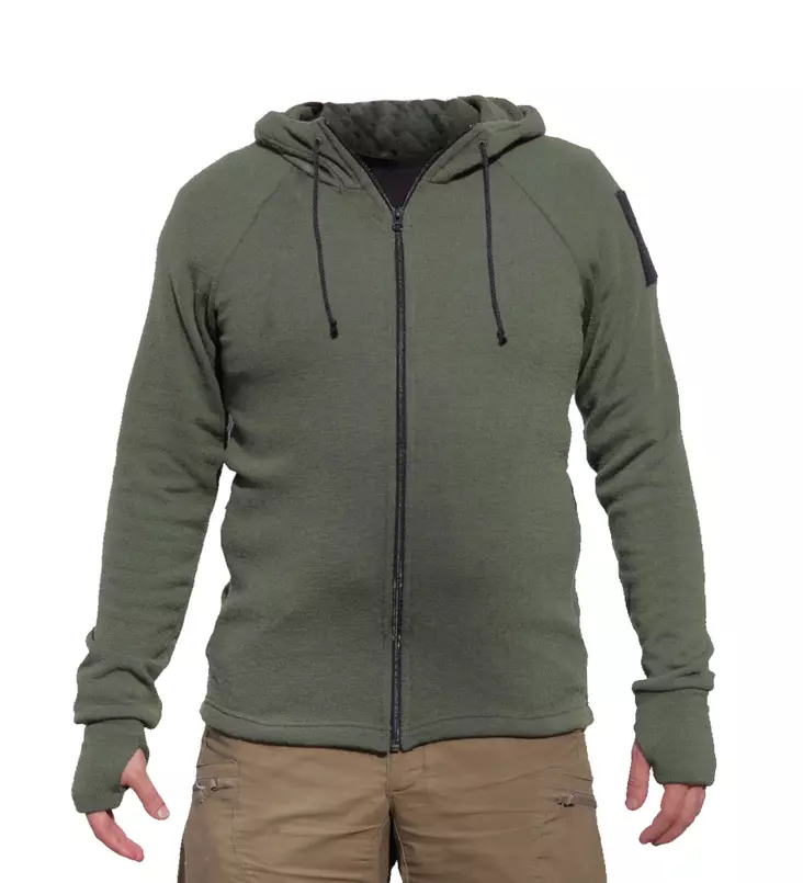 U.S.E. Merino Fleece Hoodie, Green - Wool Sweaters - 9968-85-S - 1