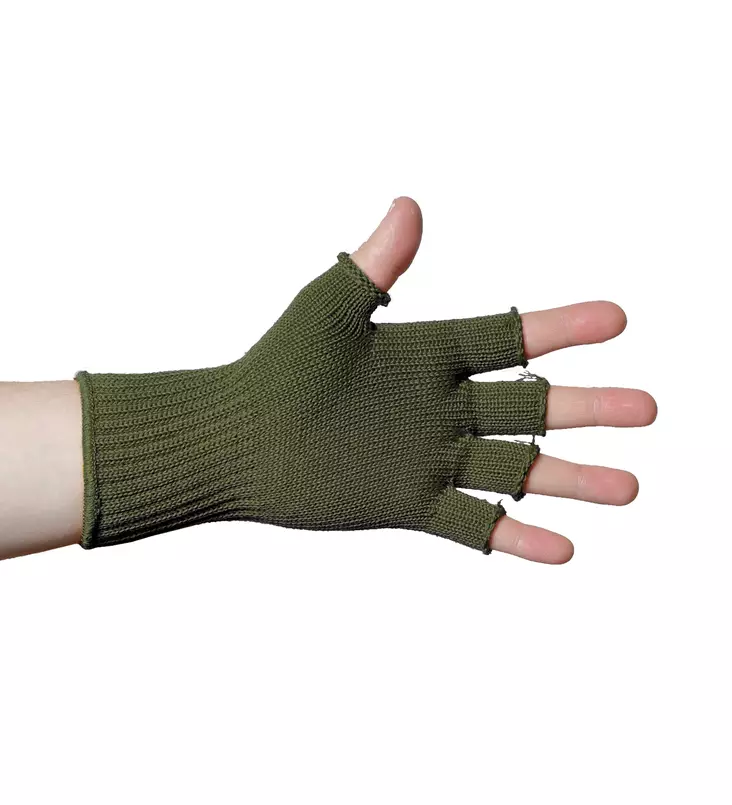 Finnish Merino Wool Fingerless Gloves, Olive Green - Gloves - 996080-S - 1