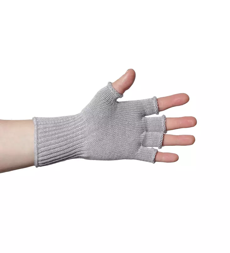 Finnish Merino Wool Fingerless Gloves, Light Grey - Gloves - 996090-S - 1