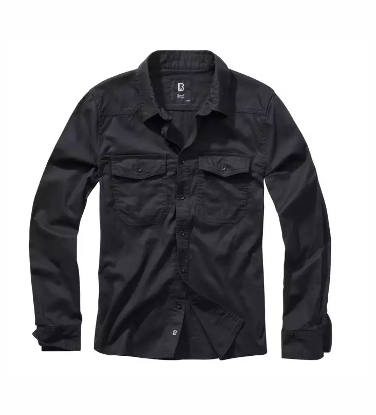 Brandit Button-Up Shirt, Black - Long Sleeve Shirts - 4030-2-S - 1