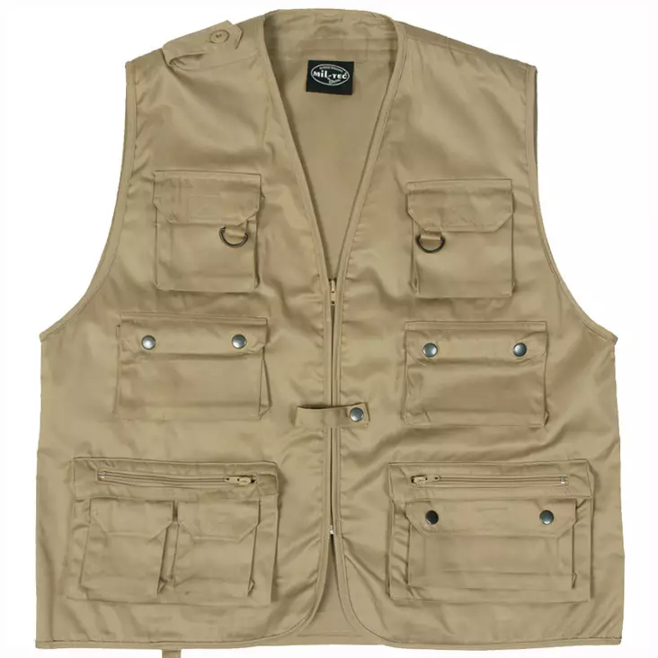 Outdoor Vest with Multiple Pockets, Light Brown, Mil-Tec - Vests - 10701004-S - 1