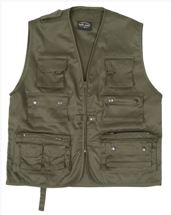 Outdoor Vest with Multiple Pockets, Olive Green, Mil-Tec - Vests - 10701001-S - 1