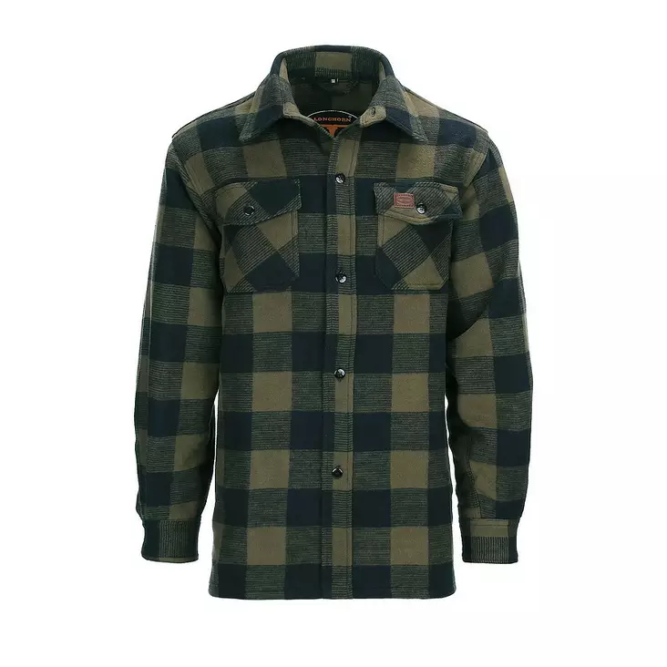 Longhorn Forest Flannel Shirt in Black and Green - Long Sleeve Shirts - 135301-S - 1