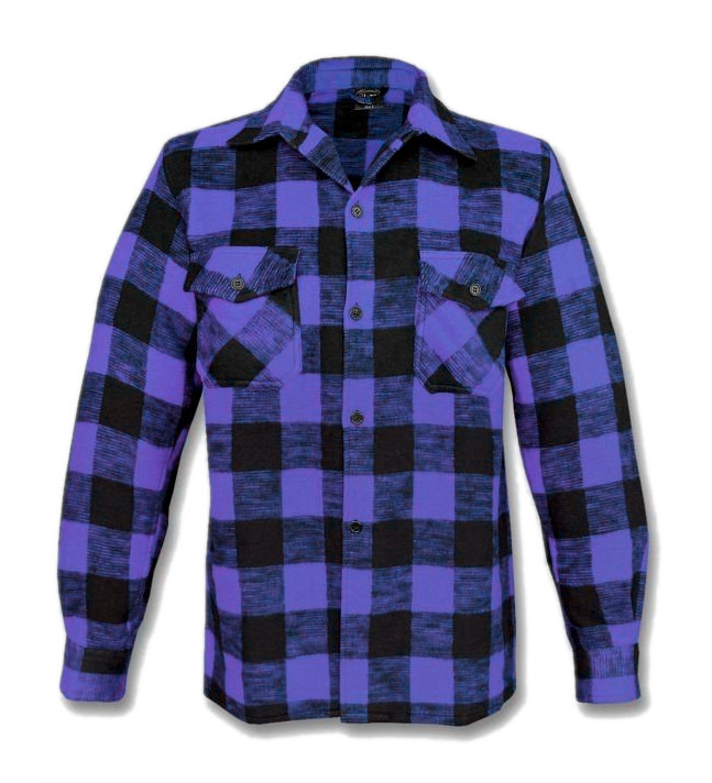 Thick Flannel Shirt for Woodcutters, Blue and Black, Mil-Tec - Long Sleeve Shirts - 10940003-S - 1