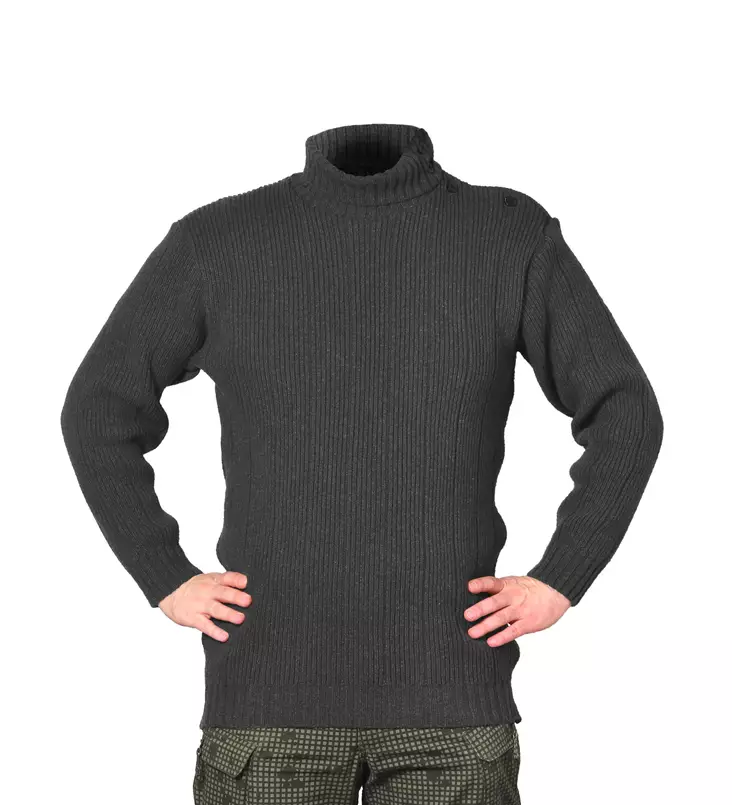 Finnish Wool Sweater with Buttons, Dark Grey - Wool Sweaters - 3195-61-S - 1