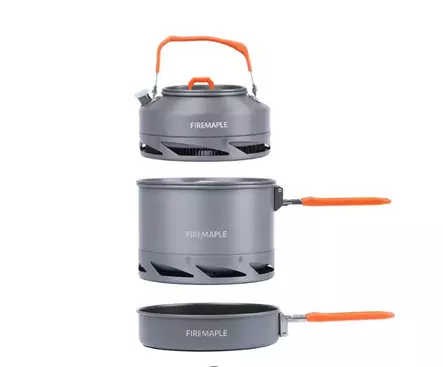 Fire-Maple FEAST Heat 3-Piece Pot Set with Heat Exchangers - Camping Cookware - FMFEASTHEAT - 1