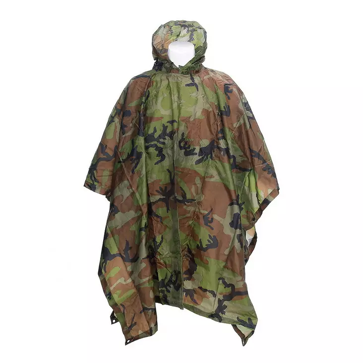 Rain Cloak Poncho, Ripstop, Woodland, Fostex - Rain Ponchos - 325242W - 1